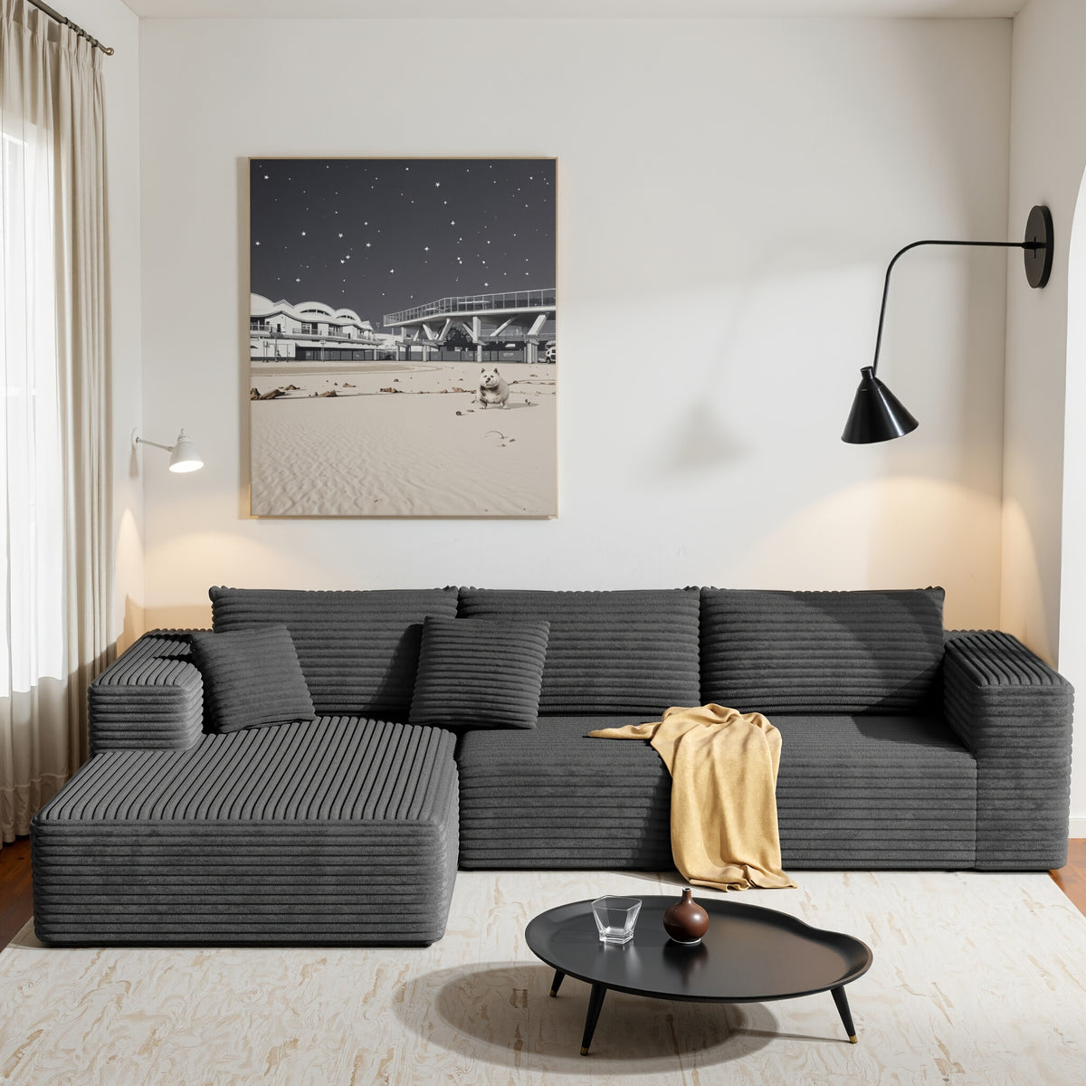u l shaped corduroy modular sectional sofa bed vacuum - Temu