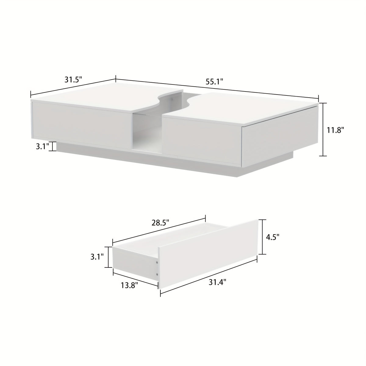 55 1 w modern coffee table adjustable led lights center - Temu