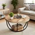 31 7 round coffee table 2 tier storage shelves rustic brown - Temu