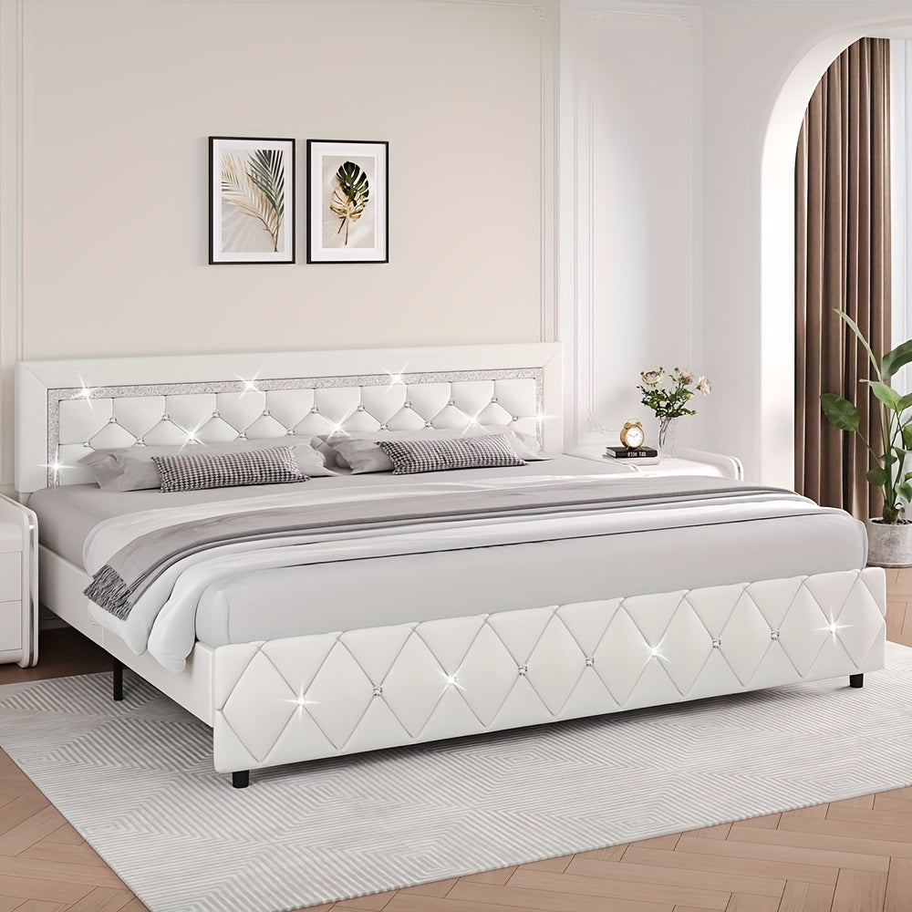 twin full queen king bed frame padded platform bed - Temu