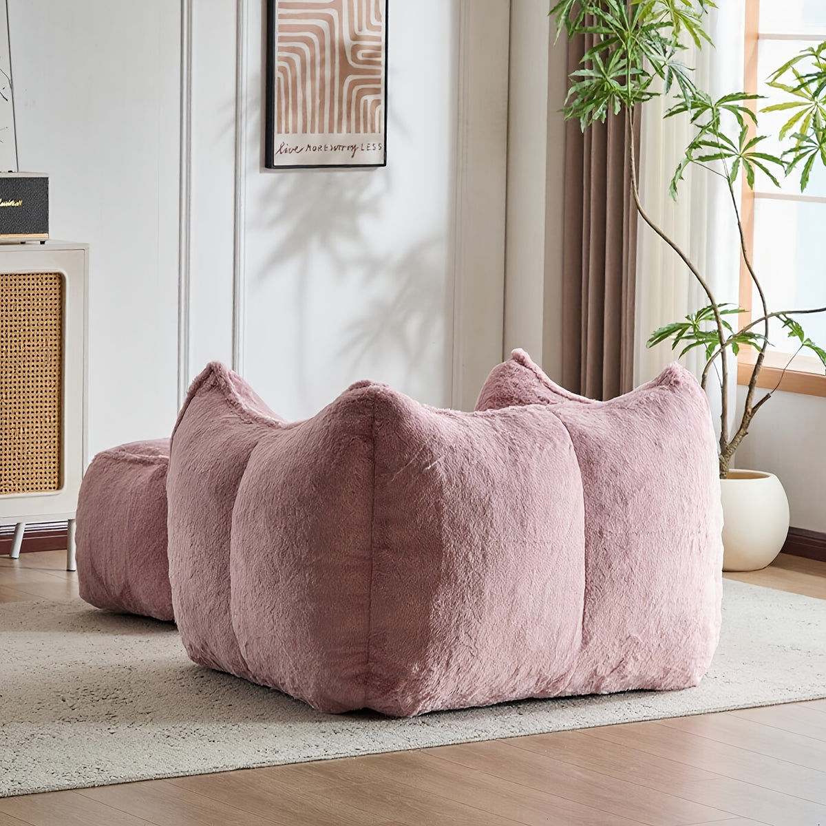 fluffy faux rabbit fur oversized bean bag chair   - Temu