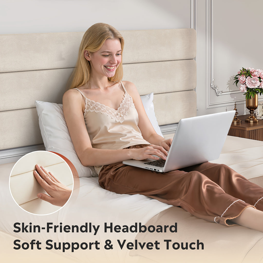 upholstered bed frame king size bed frame headboard platform - Temu
