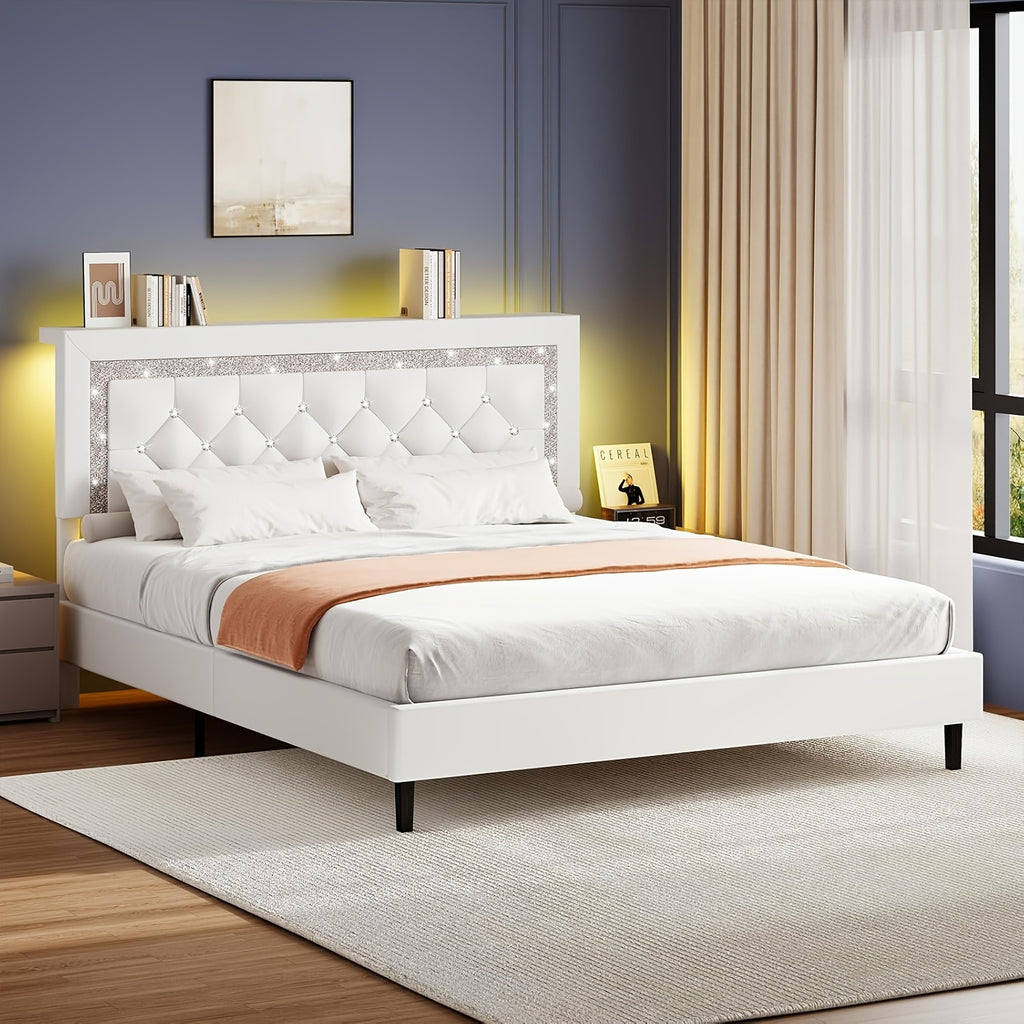 twin full queen king size bed frame storage headboard - Temu