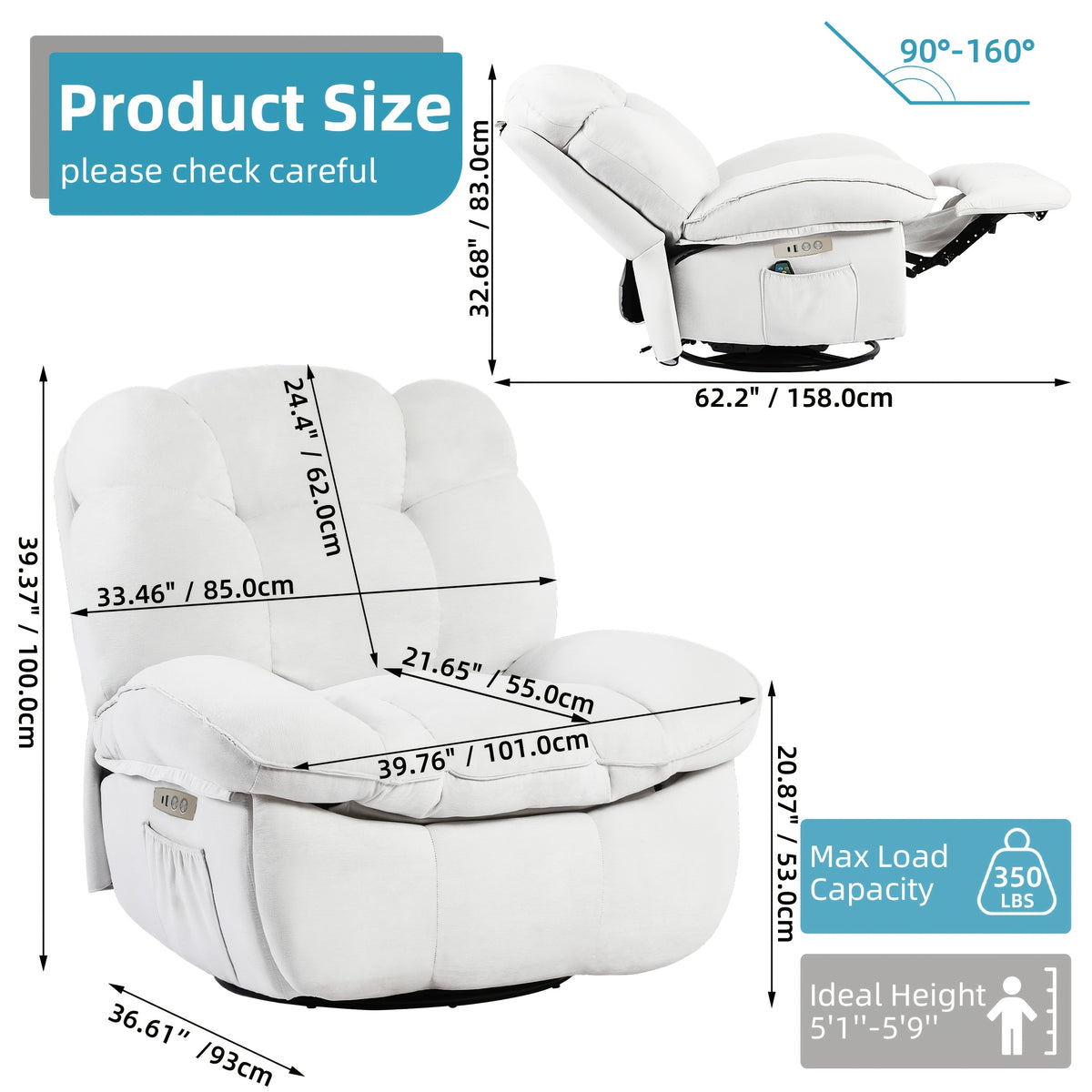 chair swivel rocking recliner chair massage - Temu