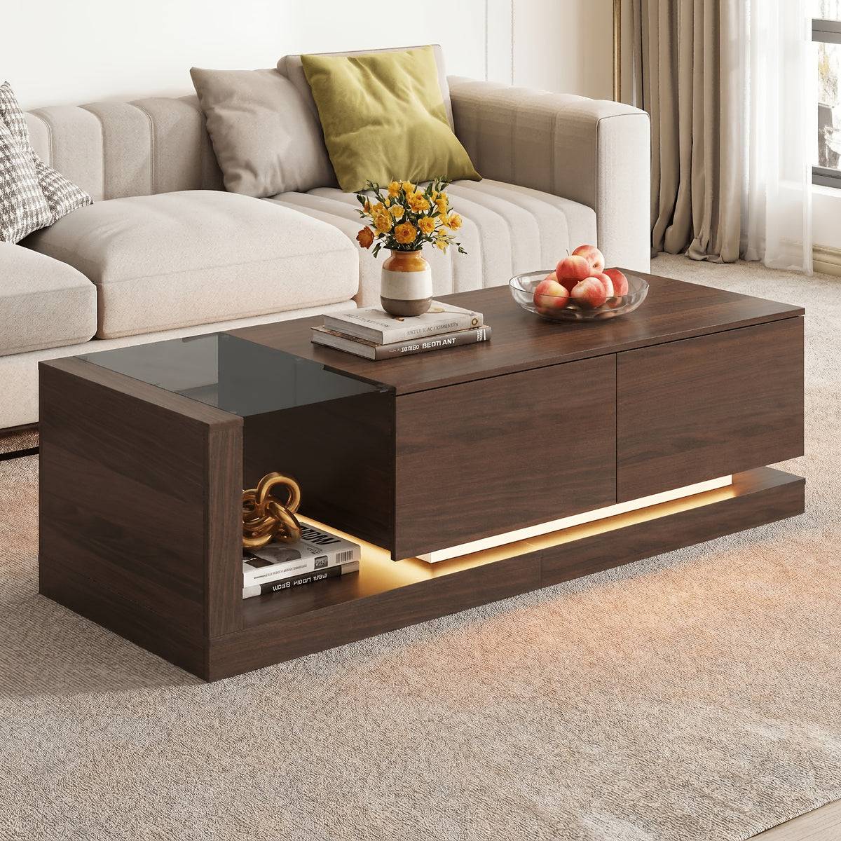 59 1 w modern coffee table adjustable led lights center - Temu