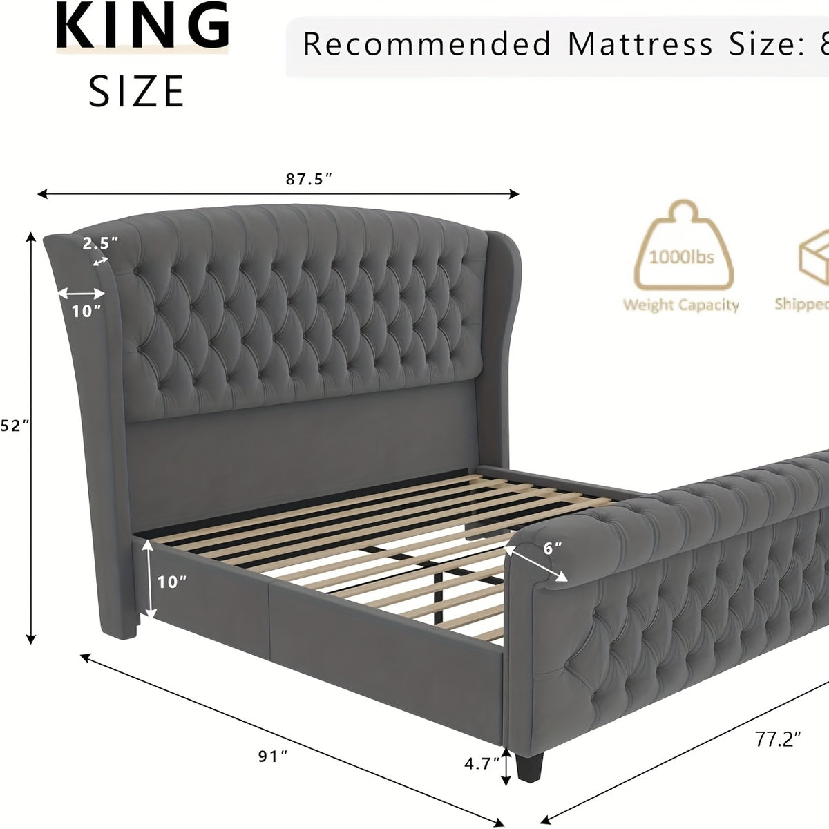 platform bed frame chenille upholstered   scroll - Temu