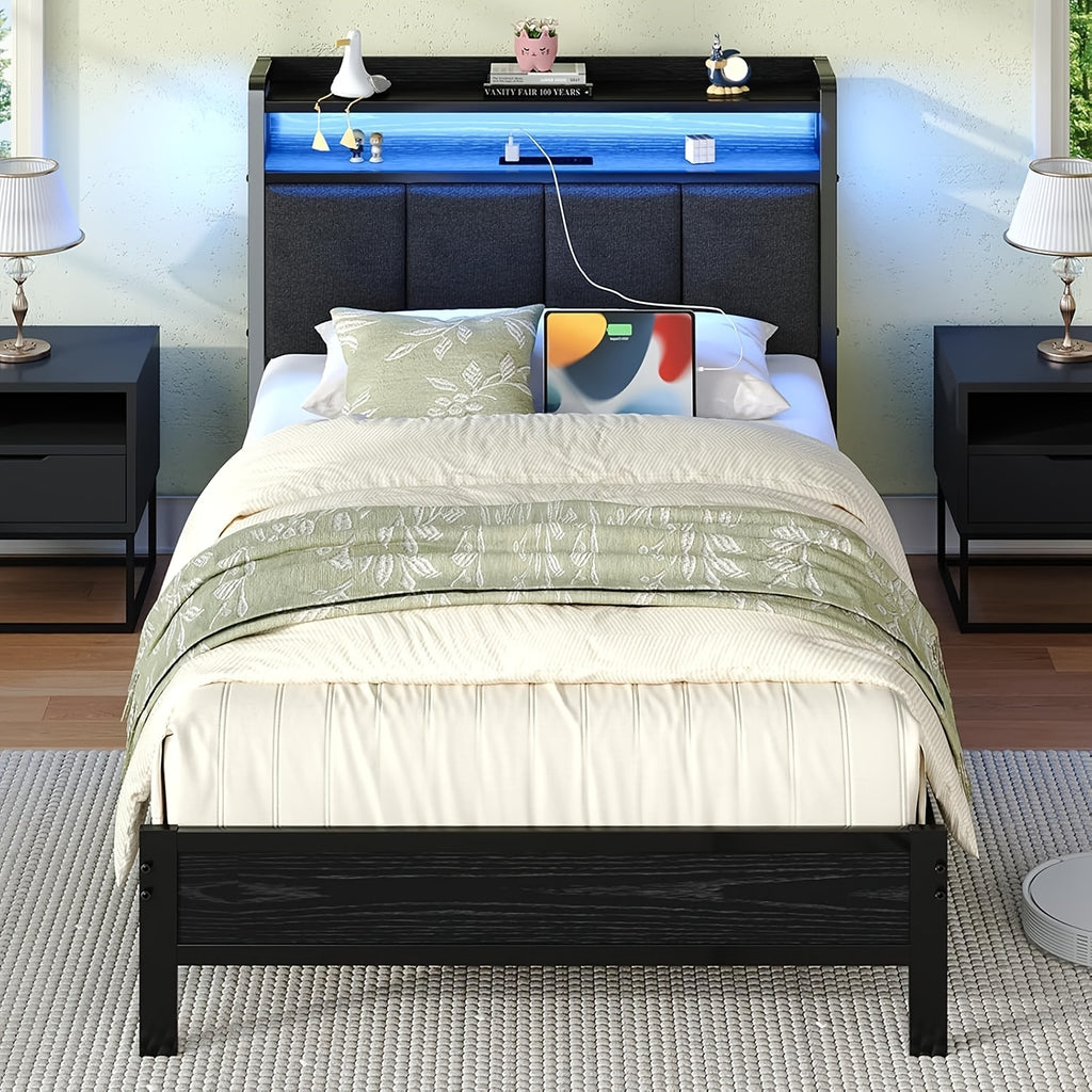 twin full queen king bed frame storage headboard upholstered - Temu