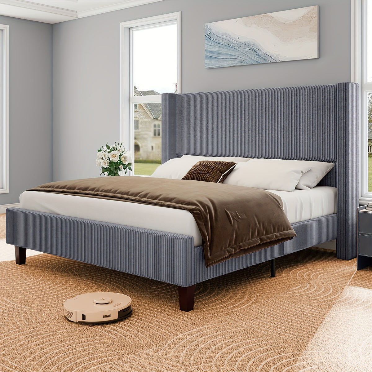 50 8 upholstered platform bed frame corduroy bed frame - Temu