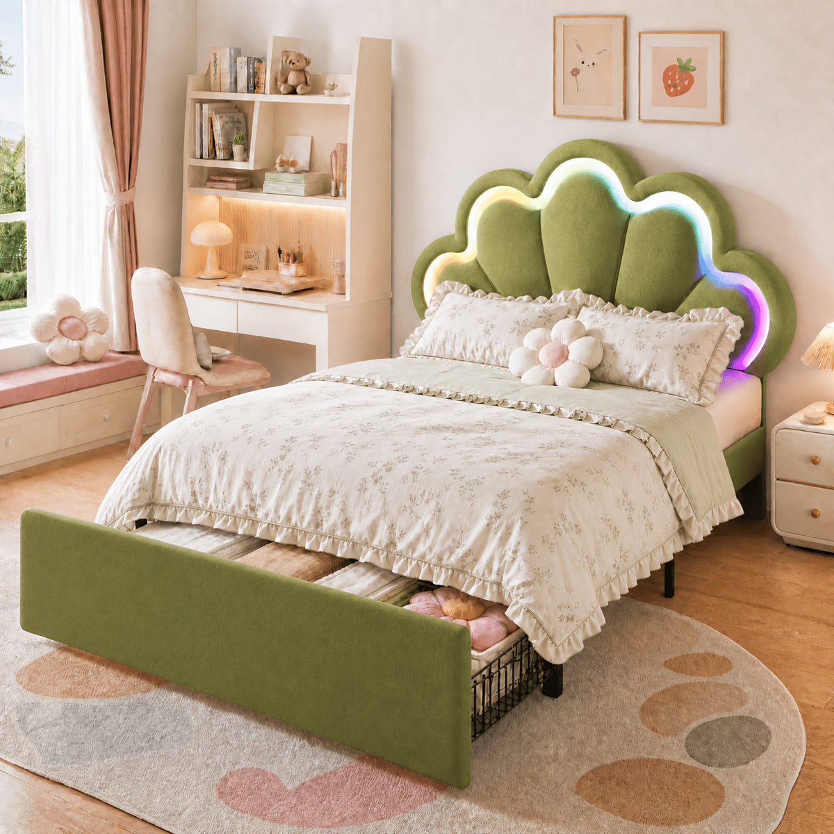 twin full queen size velvet princess petal bed frame - Temu