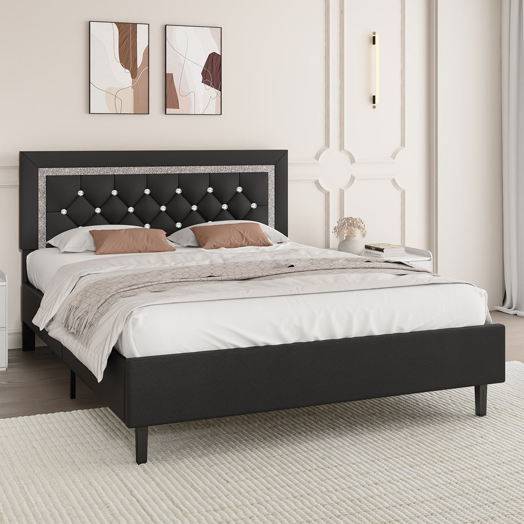 twin full queen size bed frame diamond headboard wood slats - Temu