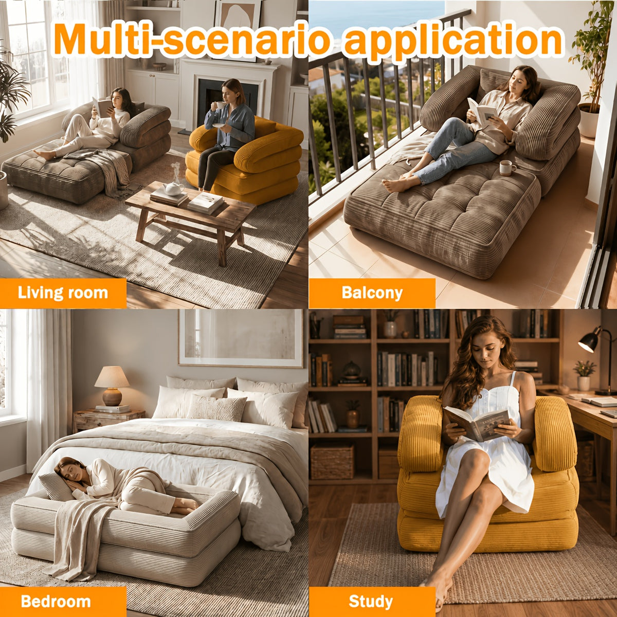 3 in 1 foldable lounge sofa a single chair bed backrest - Temu