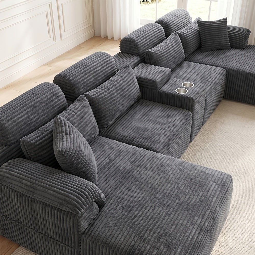 luxury u shaped modular living room sofa cup holders - Temu