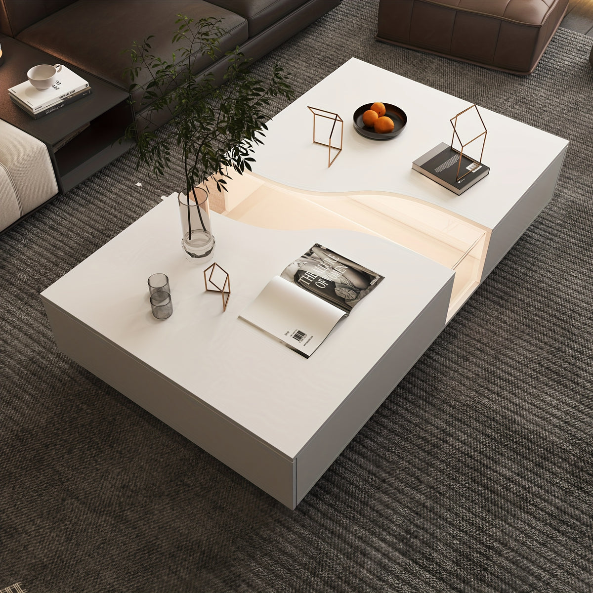 55 1 w modern coffee table adjustable led lights center - Temu