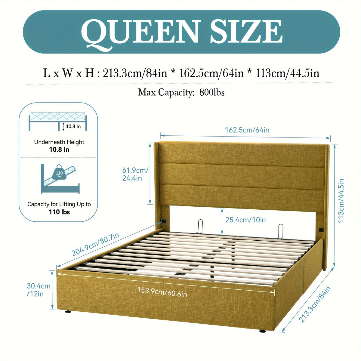 full queen king size lift storage upholstered - Temu