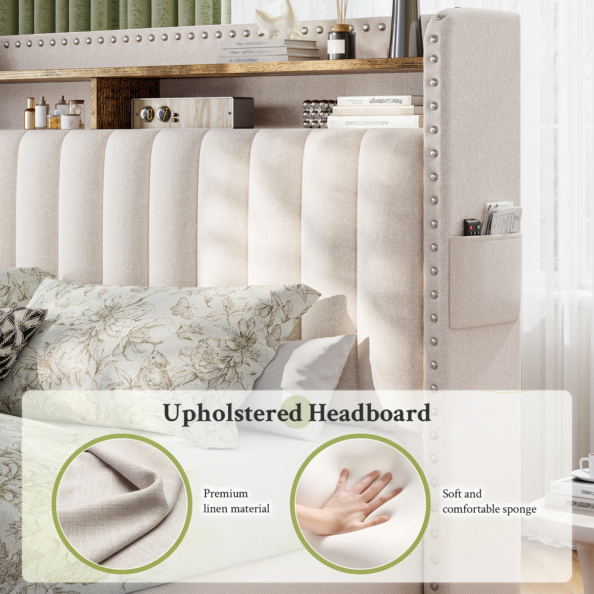 king size upholstered bed frame   2 underbed - Temu