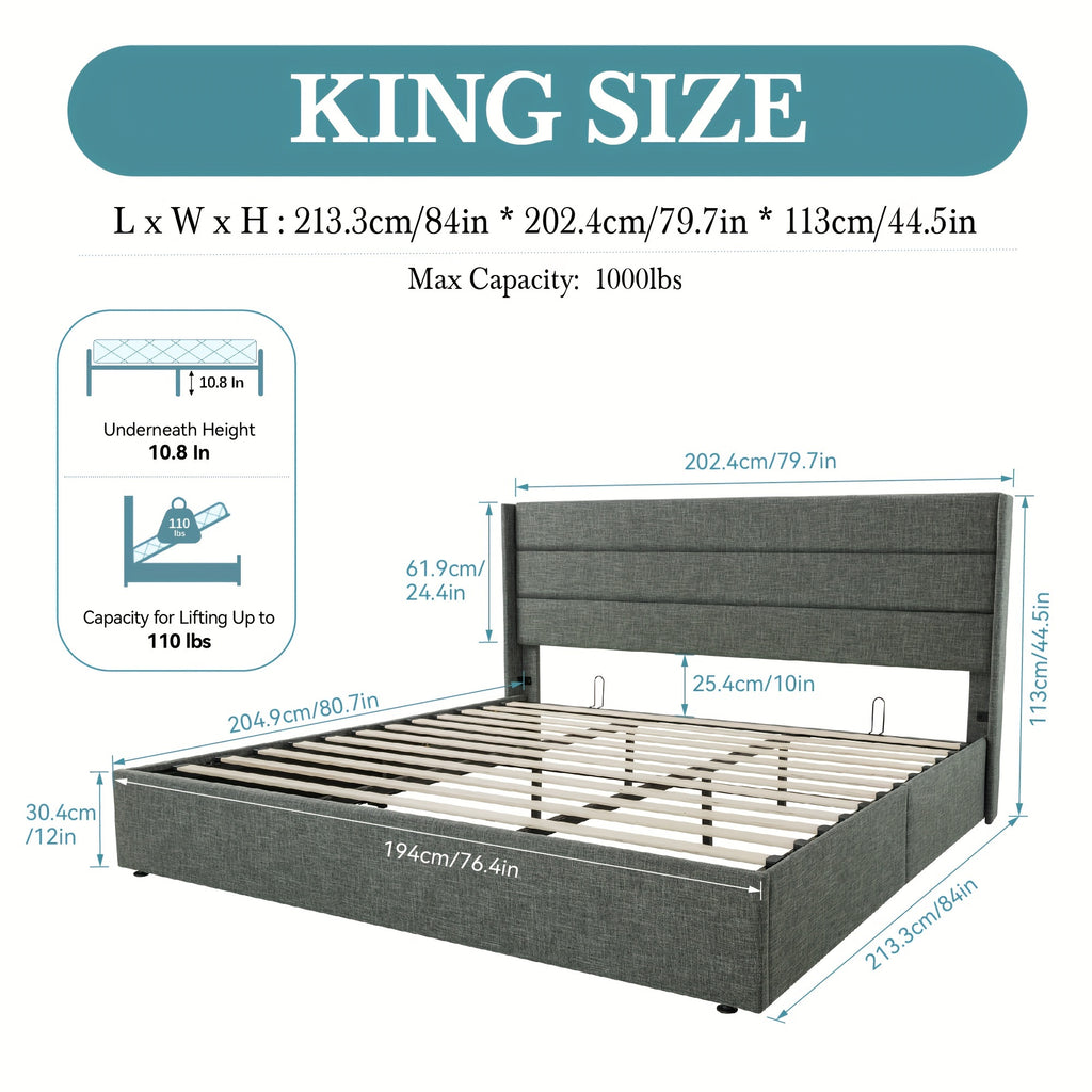 full queen king size lift storage upholstered - Temu