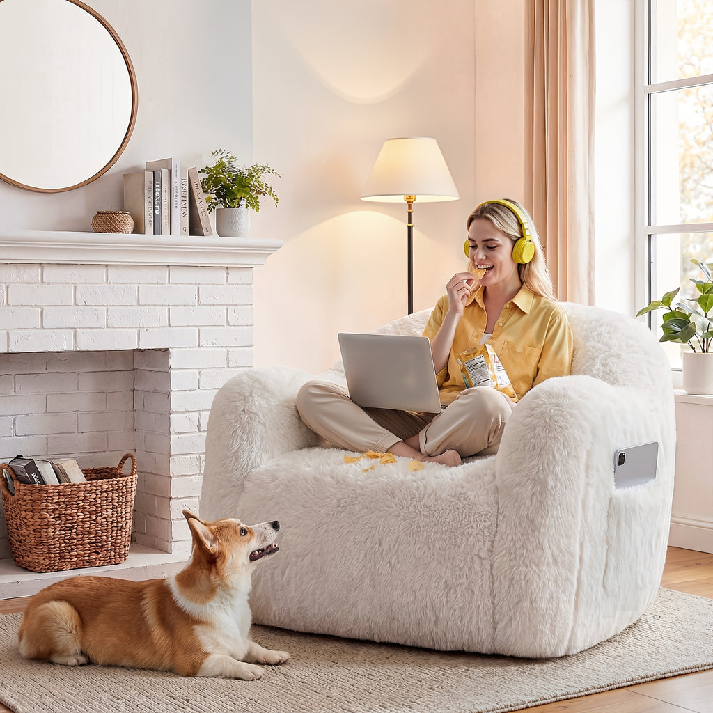 fluffy   bag chair armrests   - Temu