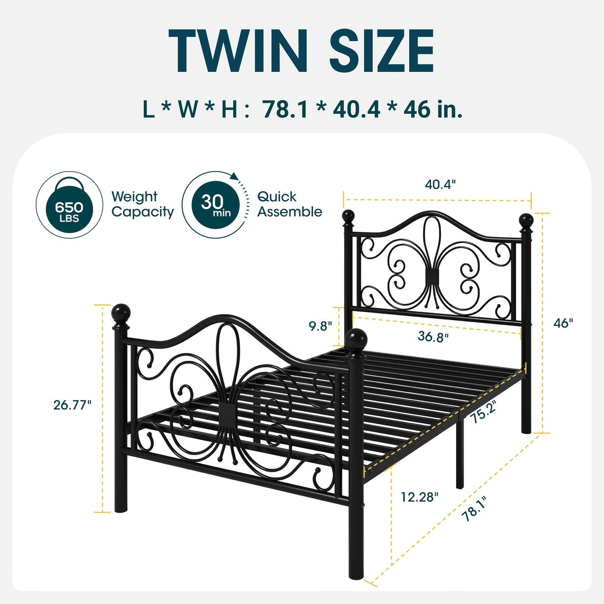 metal bed frame headboard platform bed   - Temu