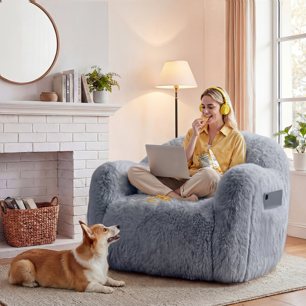 fluffy   bag chair armrests   - Temu
