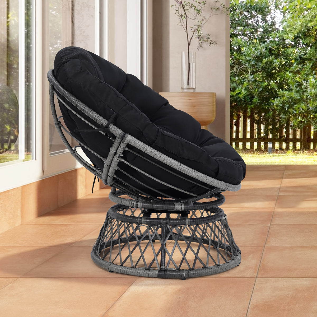 37 wicker papasan circle chair 360 swivel outdoor furniture - Temu