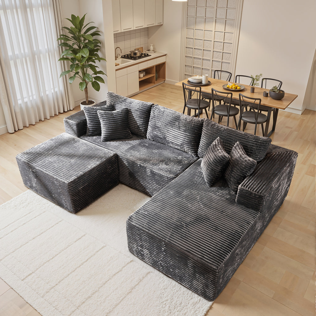 modern 108 inch convertible sectional sofa   4 pillows - Temu
