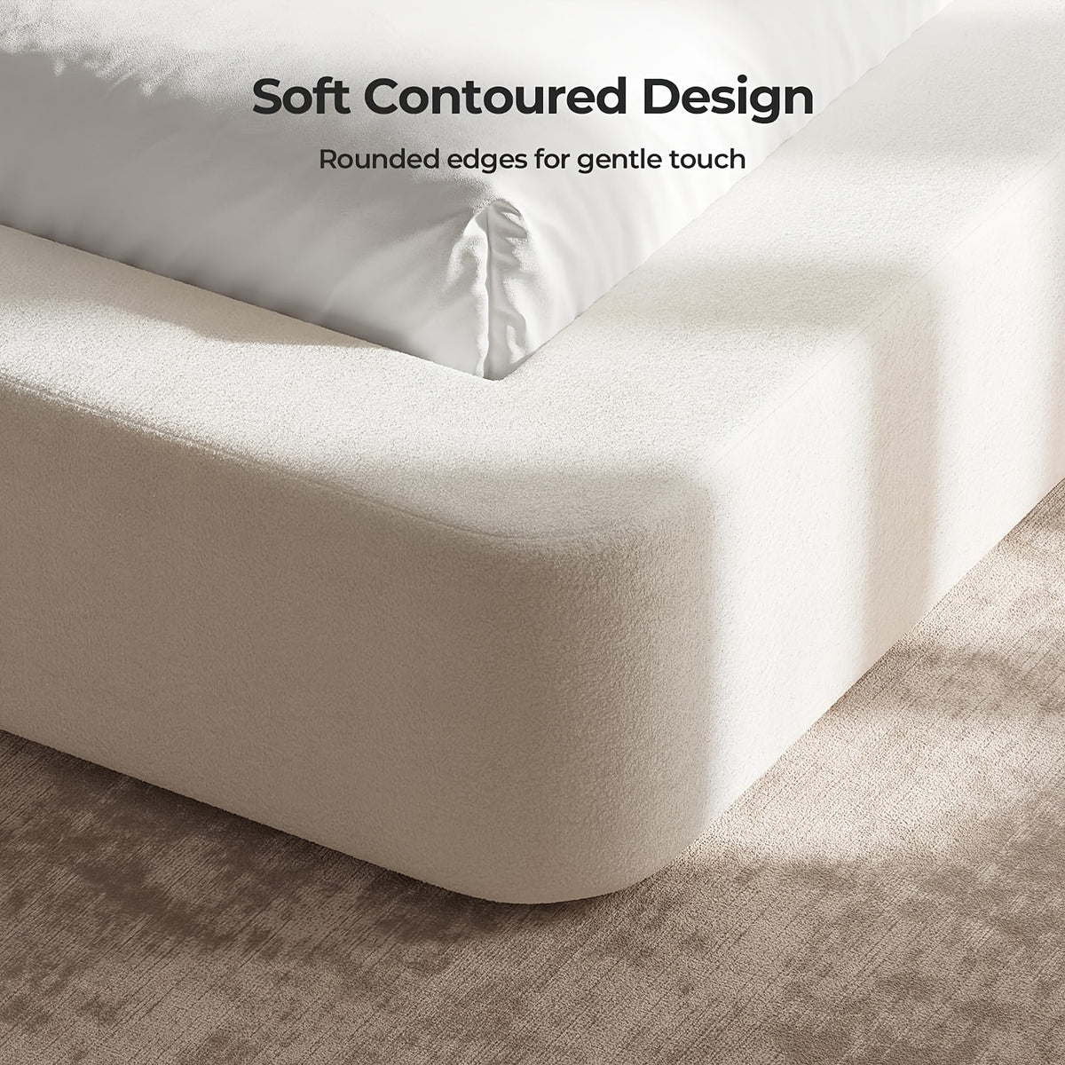 upholstered platform bed extended headboard side nightstands - Temu