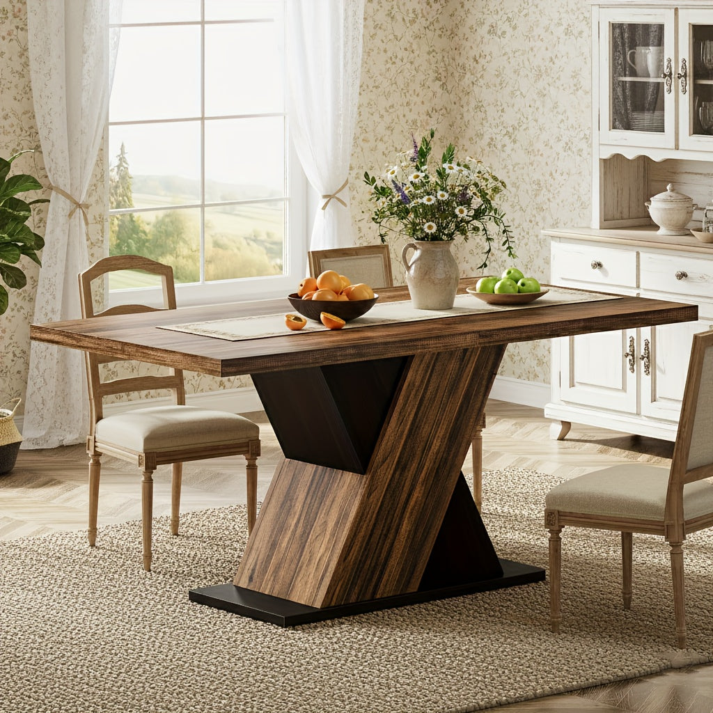 farmhouse dining table 4 6 people 55 inch rectangle kitchen - Temu