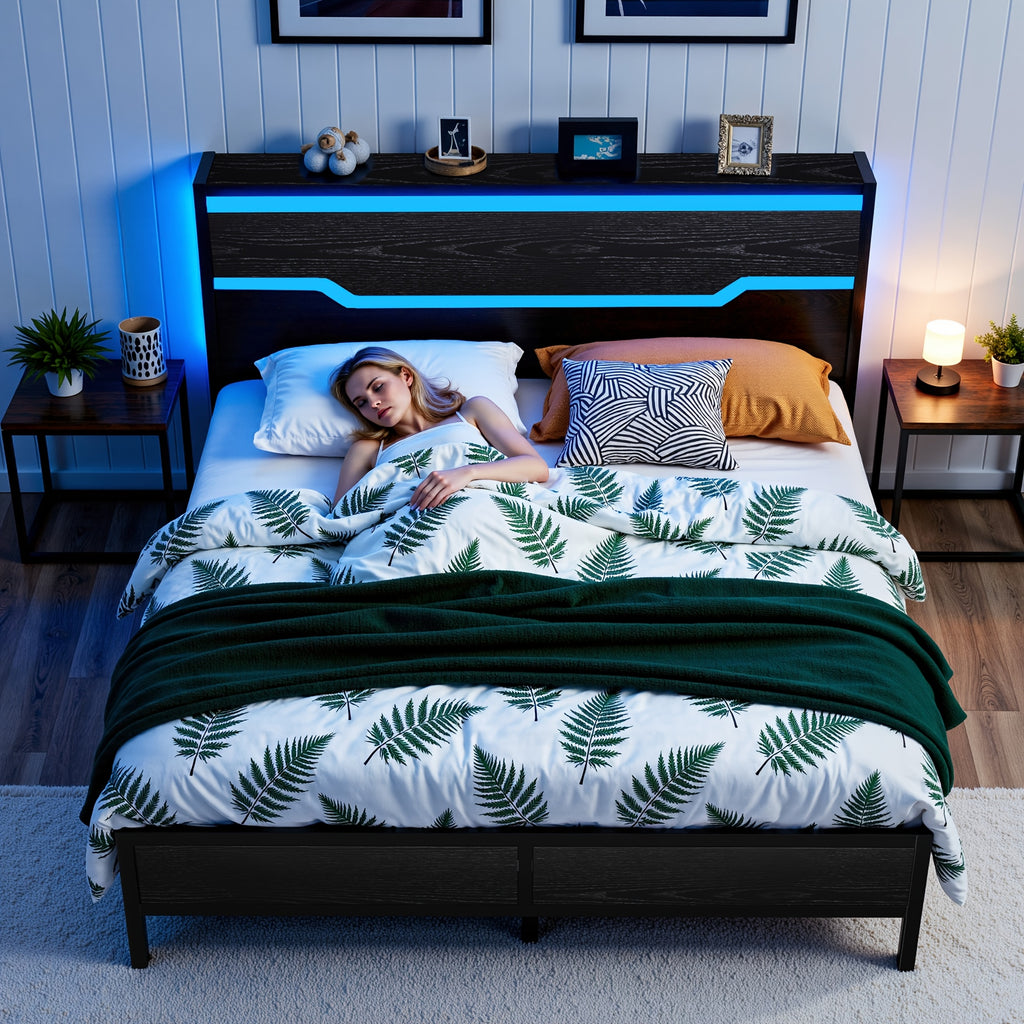 rustic farmhouse king bed frame headboard   - Temu