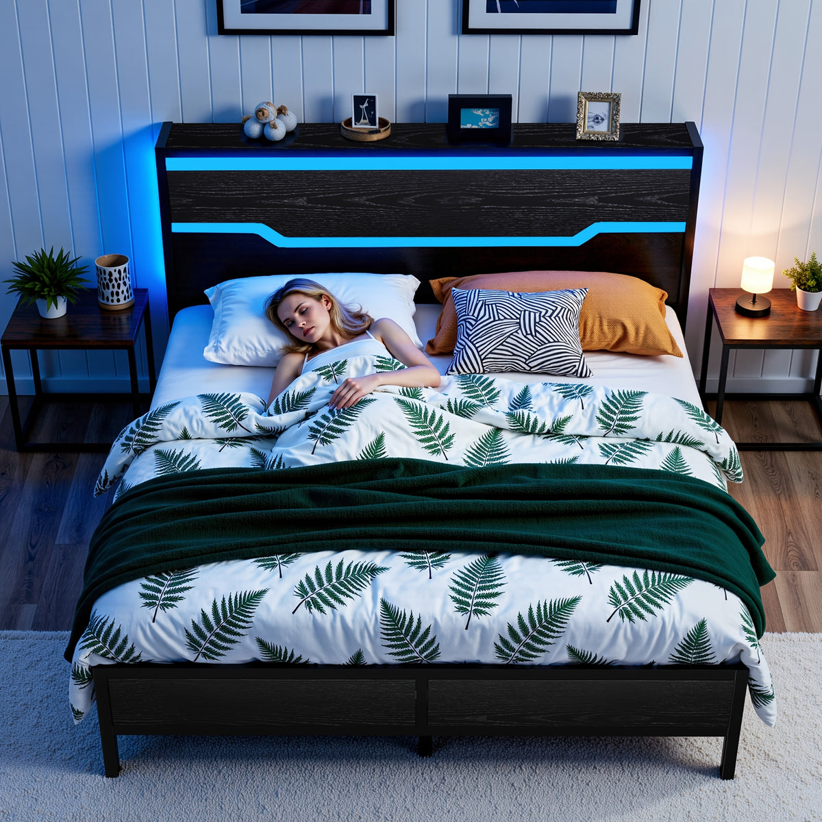 rustic farmhouse king bed frame headboard   - Temu