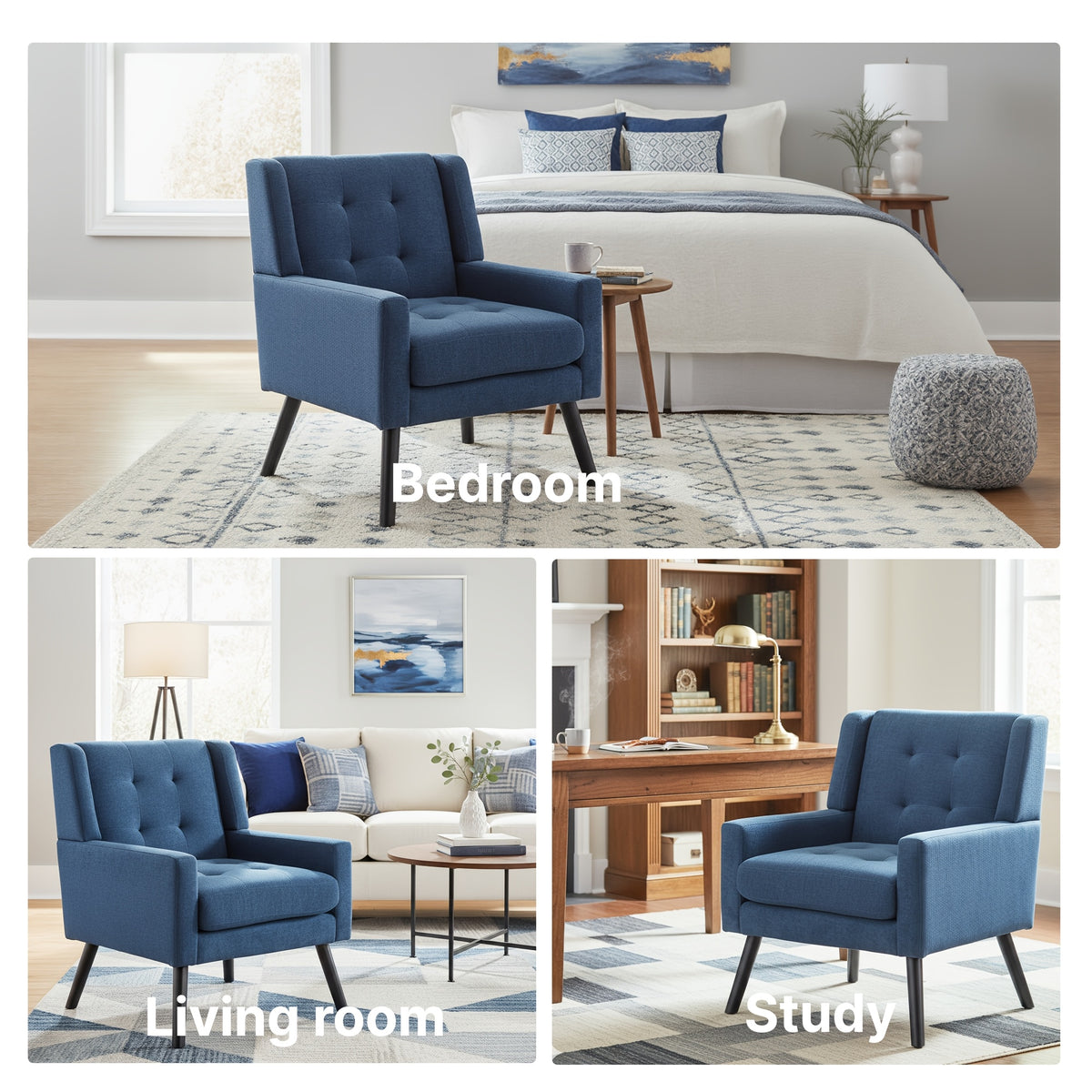century modern tufted accent chair ergonomic back chair - Temu