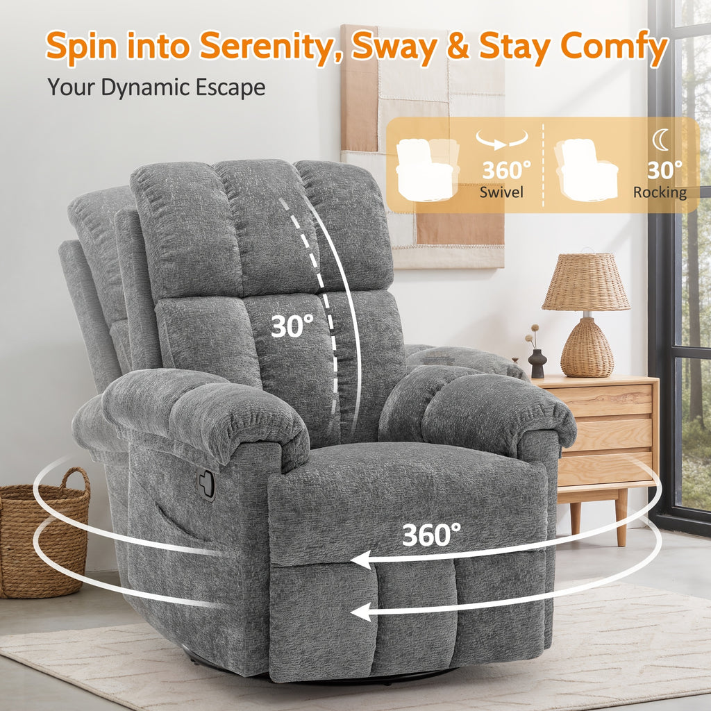 chenille manual swivel rocking chair comfortable fabric high - Temu