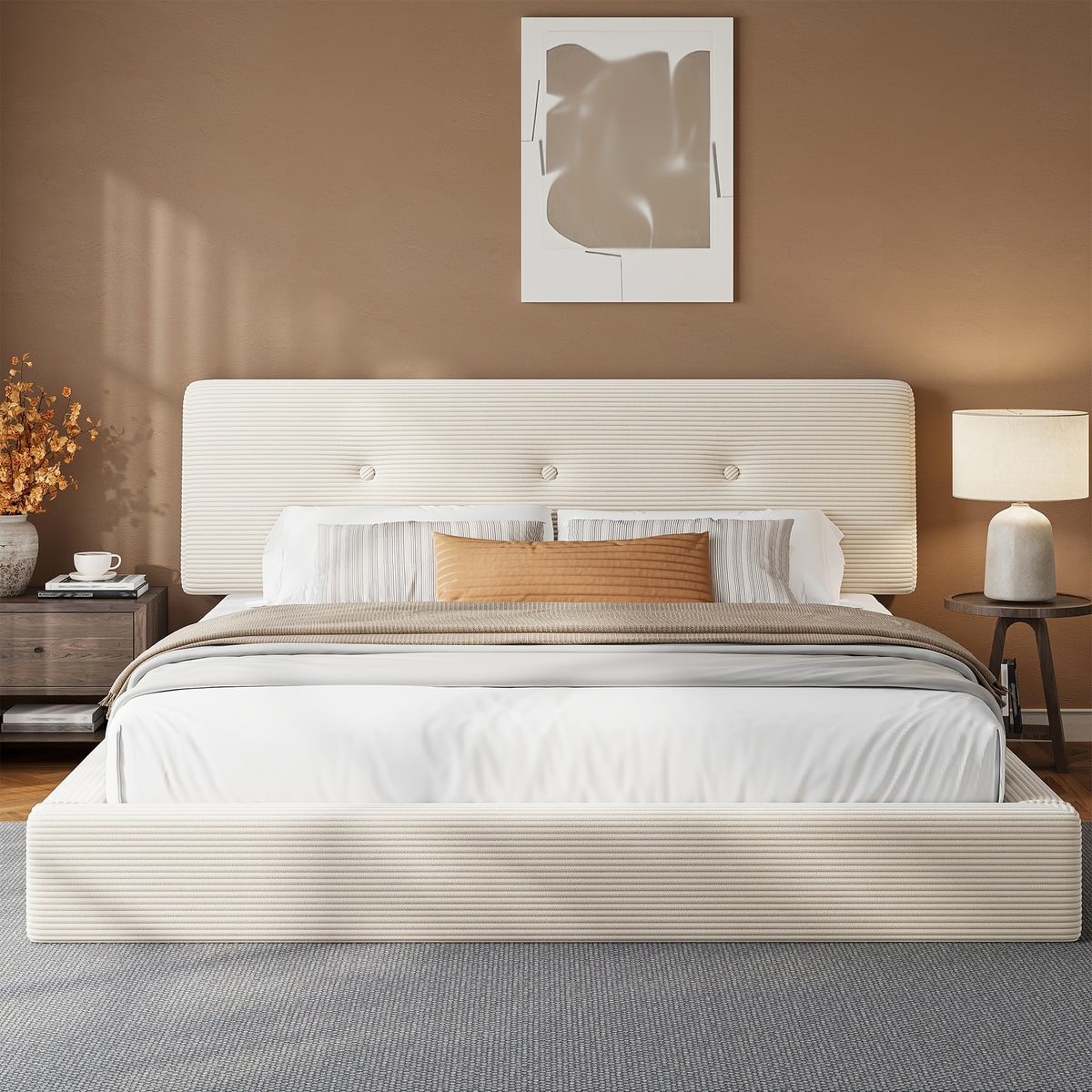 cloud bed frame adjustable headboard upholstered soft king - Temu