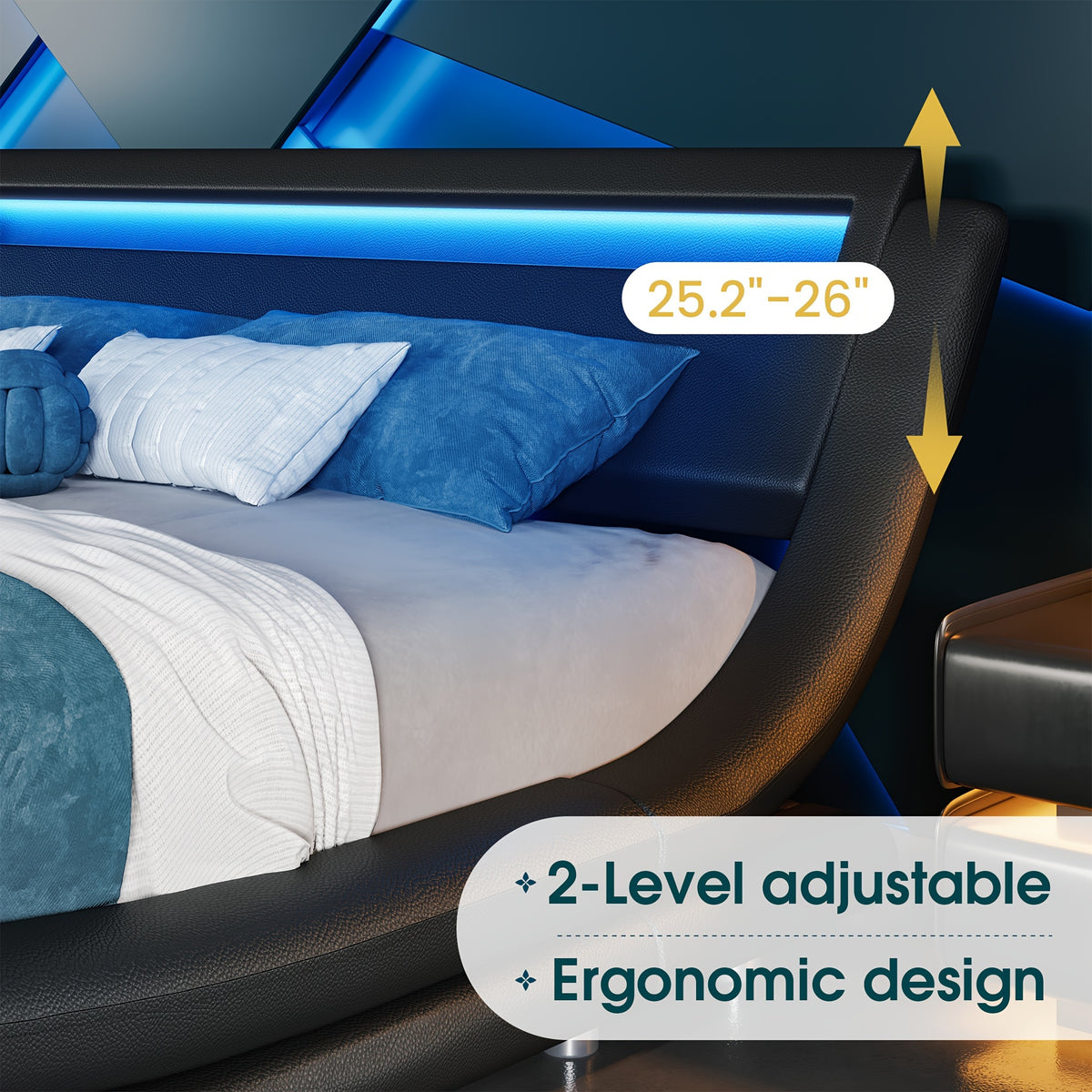 bed frame rgbw led lights headboard low - Temu