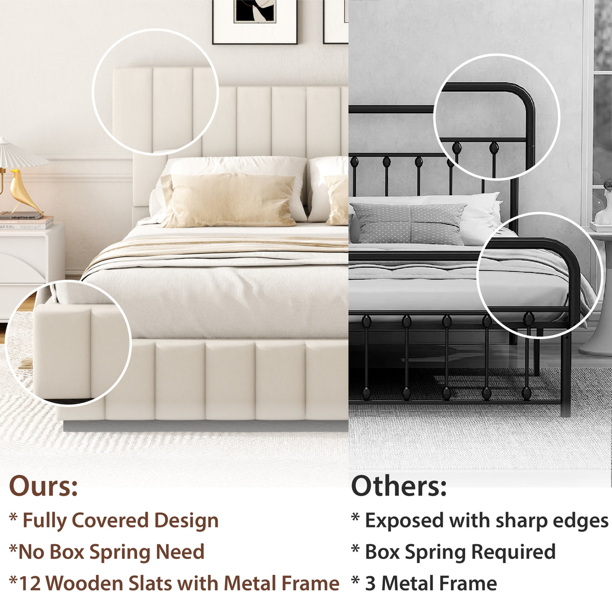 king bed frame 47 2 tall headboard vertical channel tufted - Temu