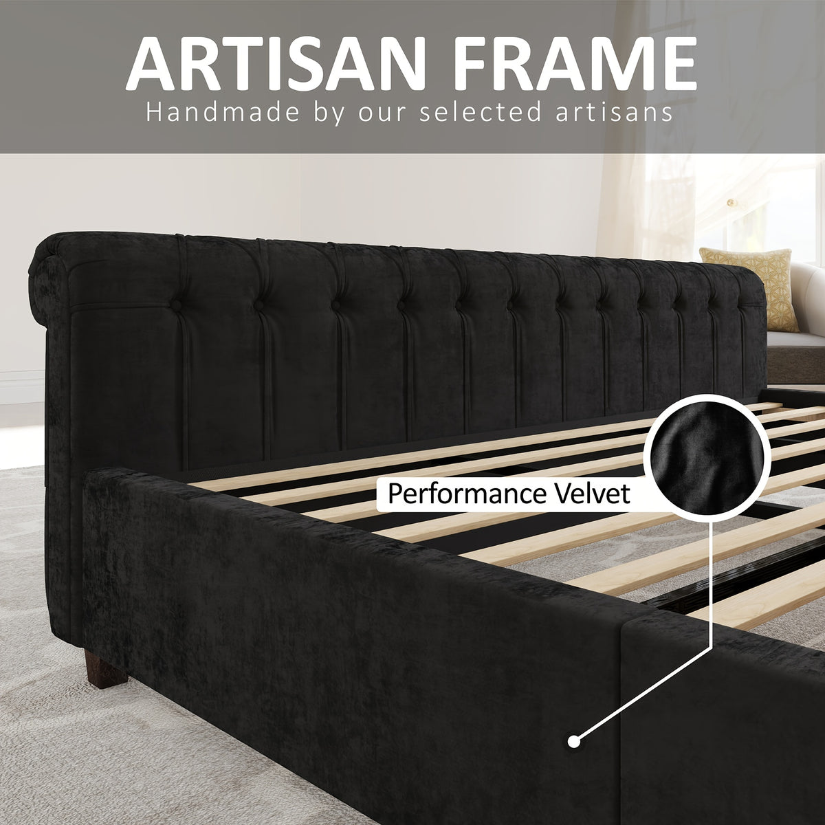 platform bed frame chenille upholstered   scroll - Temu