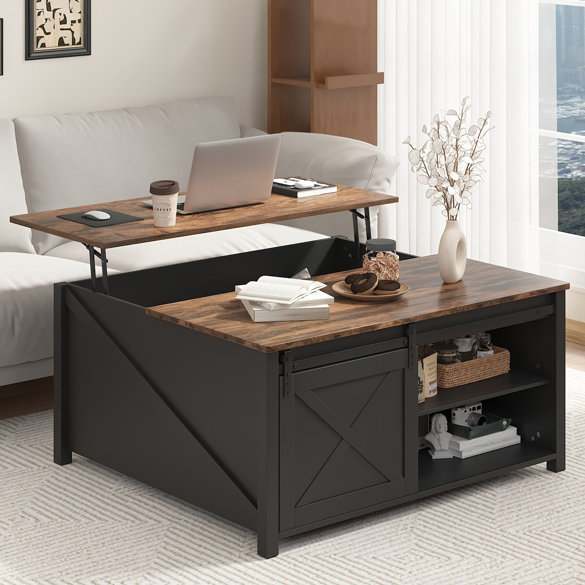 lift top coffee table storage square wood coffee tables - Temu
