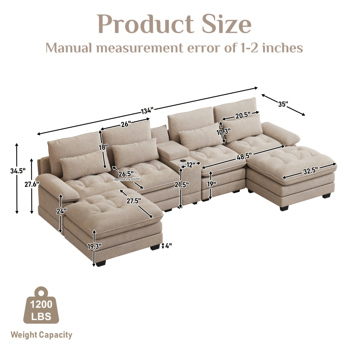 134 oversized u shaped sectional sofa large modular couch 2 - Temu