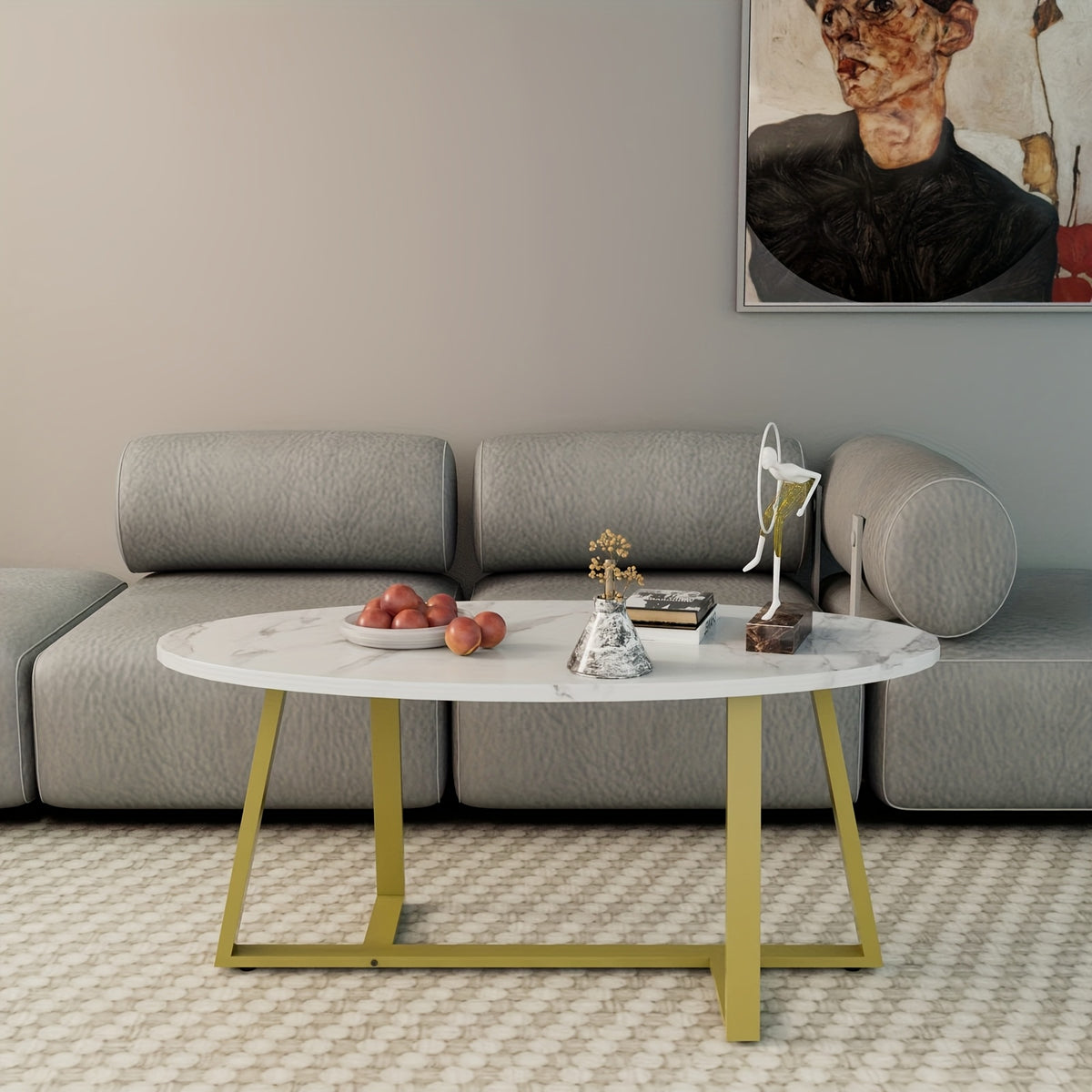 oval coffee table   living room table modern - Temu