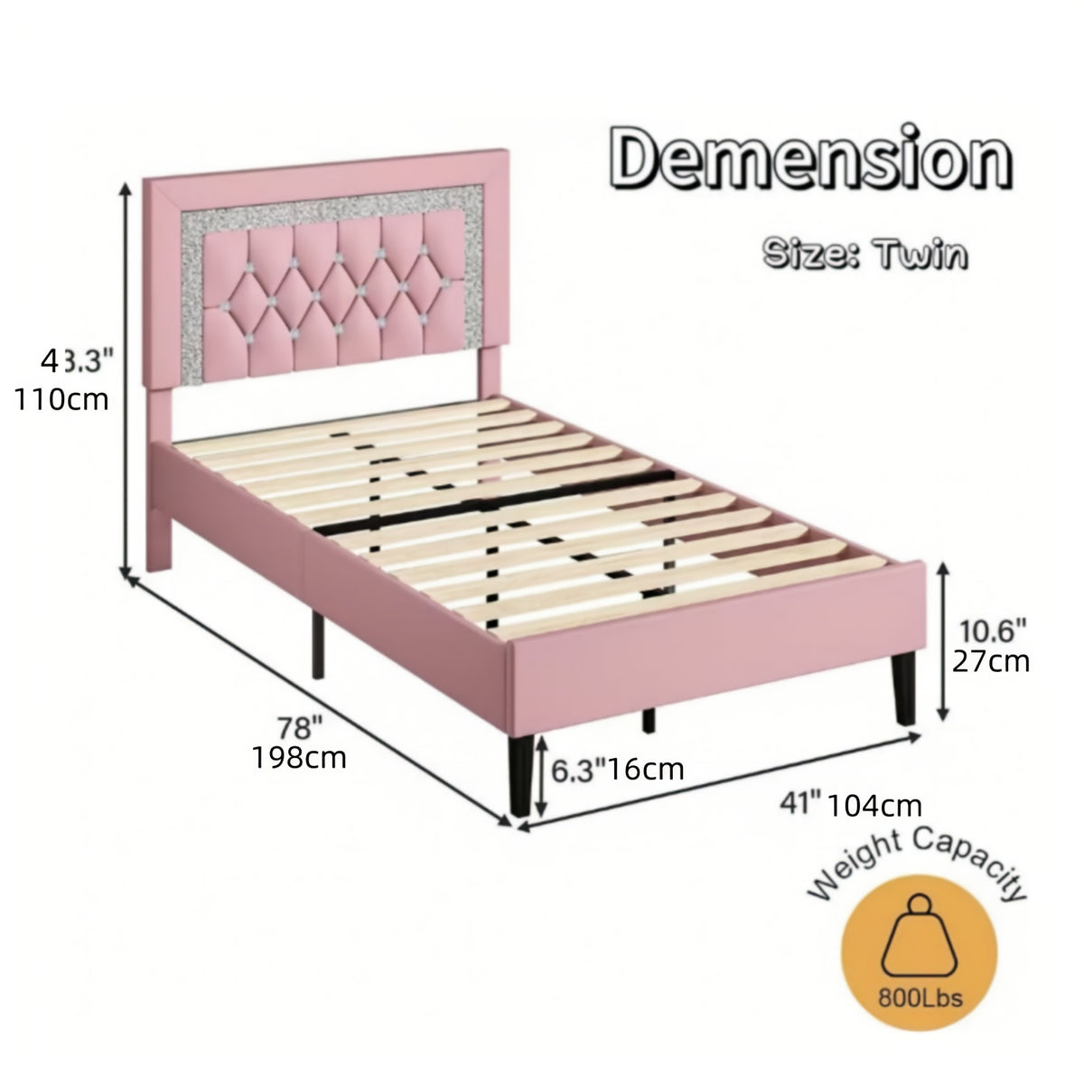 twin full queen bed frame tufted button headboard - Temu
