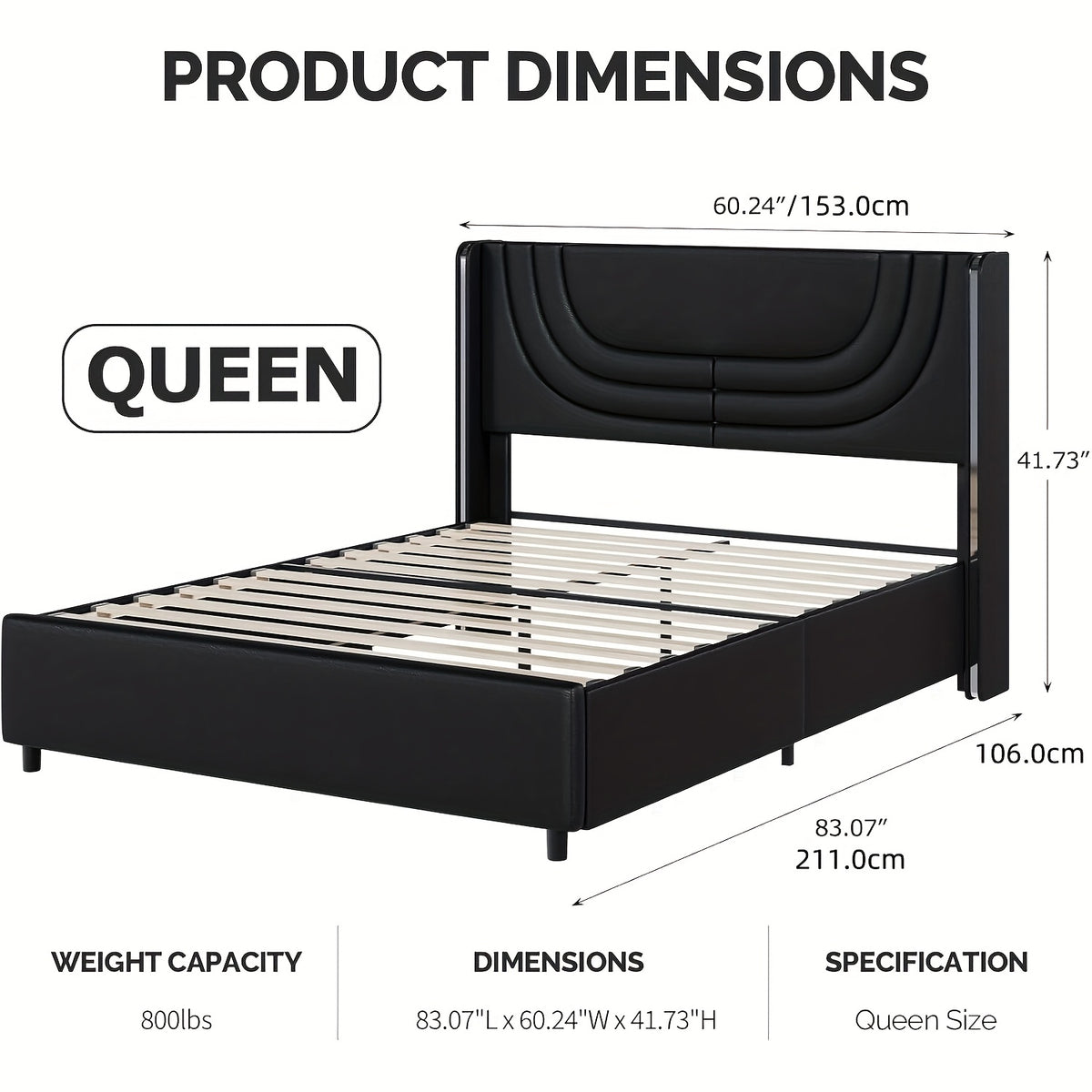 twin full queen size bed frame led lights faux leather - Temu