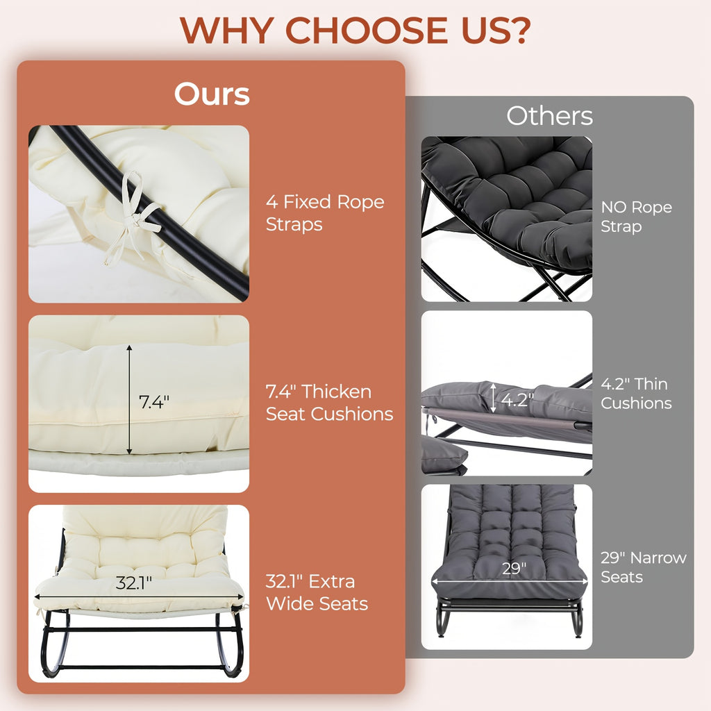 outdoor papasan rocking chair lounge chair cushion sturdy - Temu
