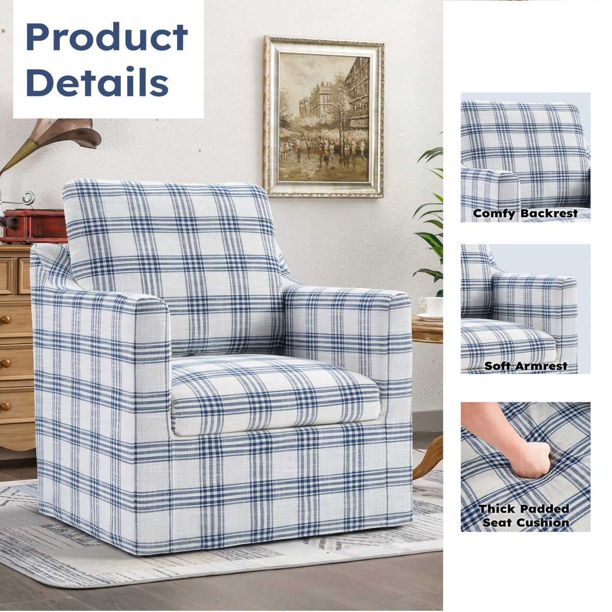 swivel accent chair   upholstered - Temu