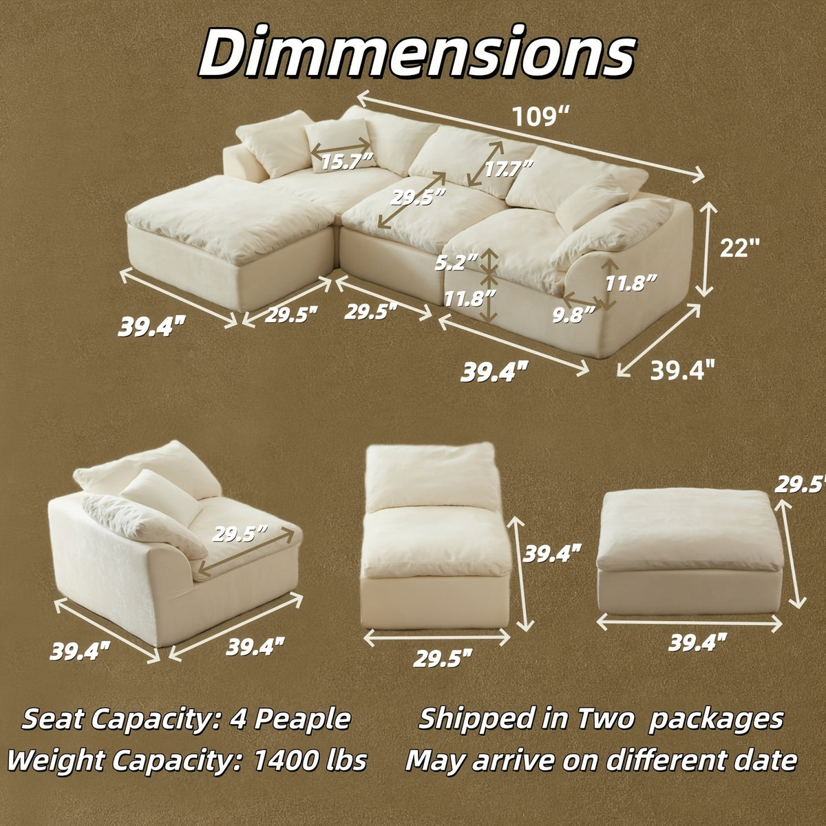 109 modern cloud couches living room deep seat convertible l - Temu