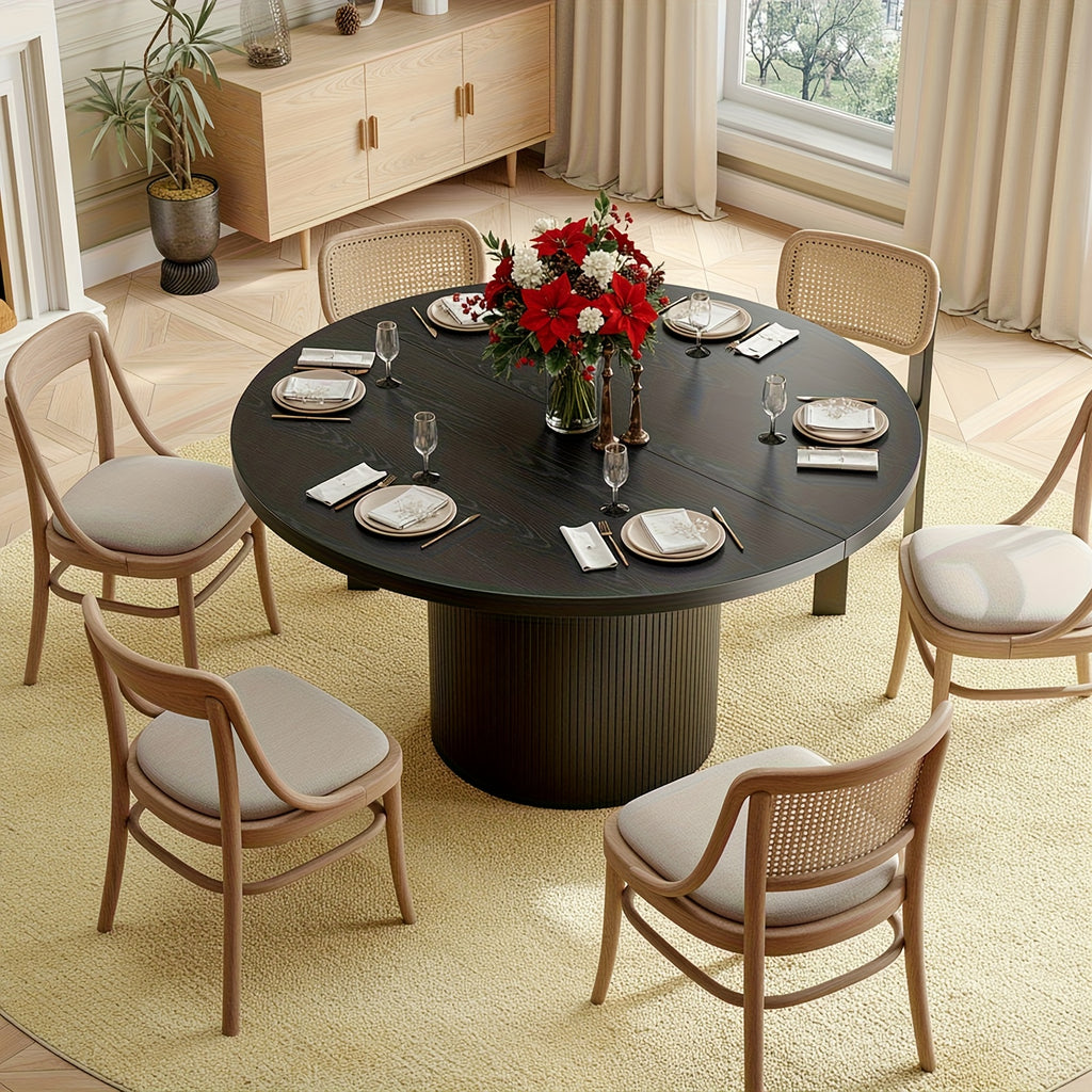 47 inch round dining table 4 circle kitchen table wood strip - Temu