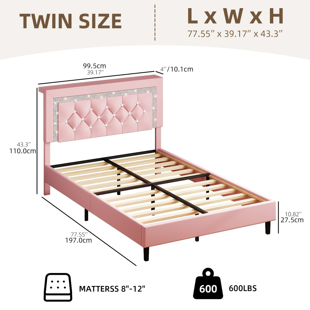 led lights king size bed frame storage headboard full queen - Temu