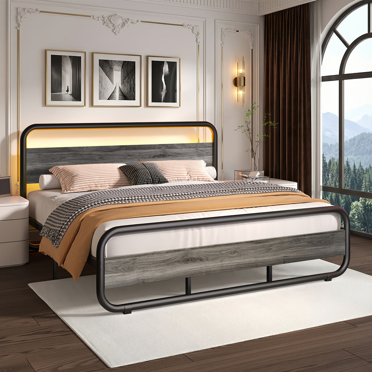 twin full queen king size   grey white bed frame - Temu