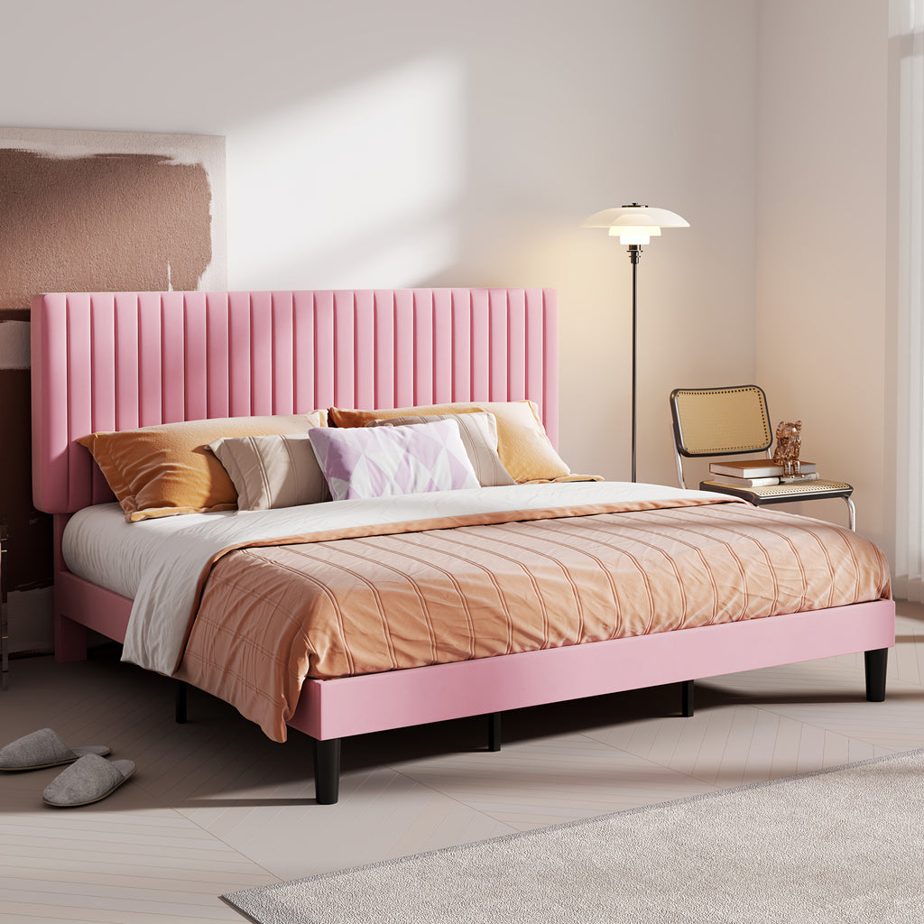 velvet upholstered bed frame adjustable headboard - Temu