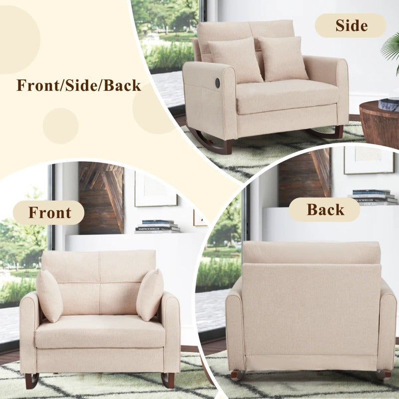 extra large beige rocking chair padded double width armchair - Temu