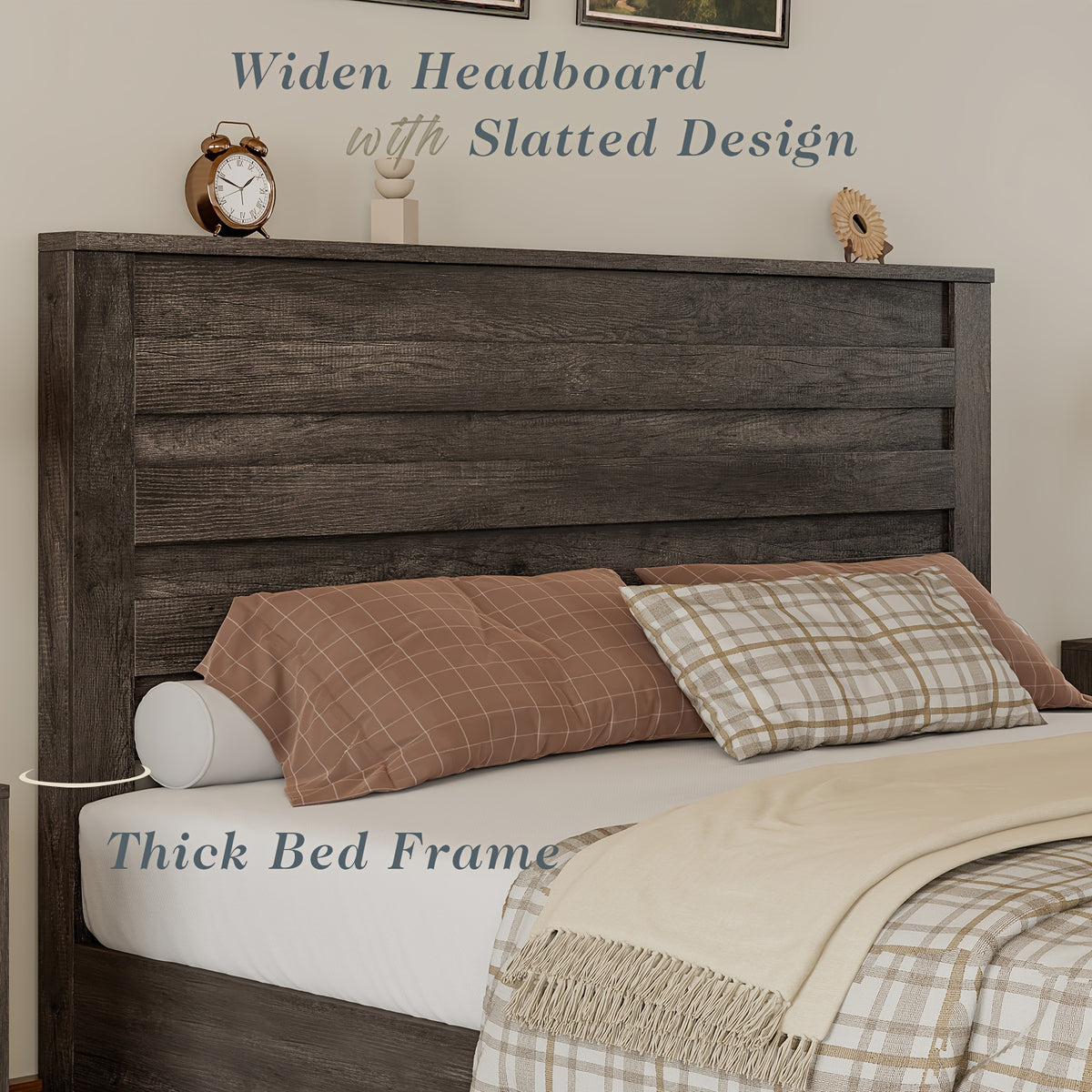farmhouse bed frame featuring a 49 inch high - Temu
