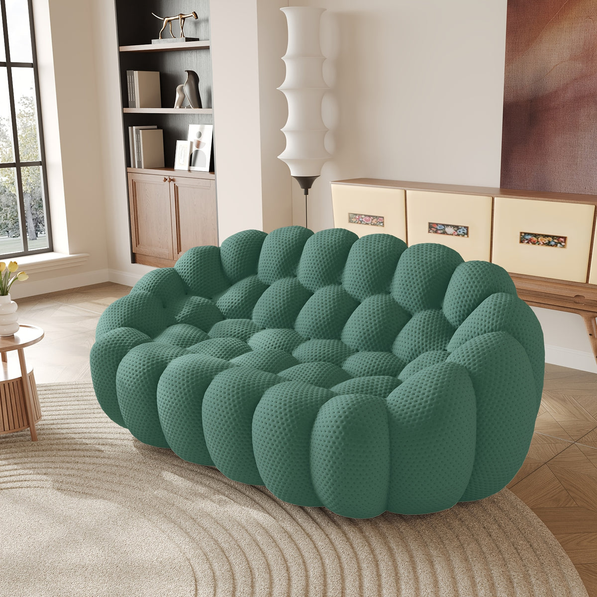 100 03 modern upholstered curved sofa 3 seater mesh fabric - Temu